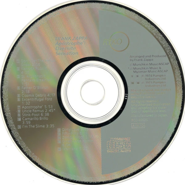 Frank Zappa - Apostrophe' / Overnite Sensation (CD, Comp) (Near Mint (NM or M-)) - Image 3
