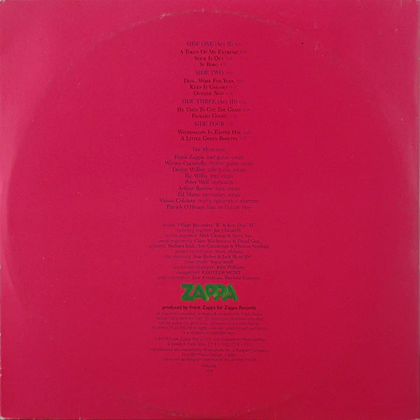 Frank Zappa - Joe's Garage Acts II & III (2xLP, Album, PRC) (Very Good Plus (VG+)) - Image 2