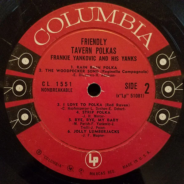 Frankie Yankovic And His Yanks - Friendly Tavern Polkas (LP, Album, Mono) (Very Good (VG)) - Image 4