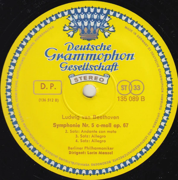Franz Schubert / Ludwig van Beethoven, Berliner Philharmoniker, Lorin Maazel - Symphonie Nr. 8 H-moll D. 759 »Unvollendete« / Symphonie Nr. 5 C-moll Op. 67 (LP) (Near Mint (NM or M-)) - Image 4