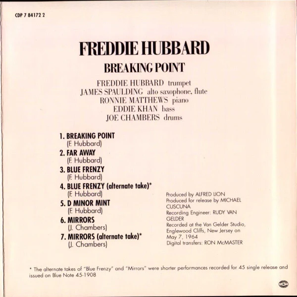 Freddie Hubbard - Breaking Point (CD, Album, RE) (Near Mint (NM or M-)) - Image 4
