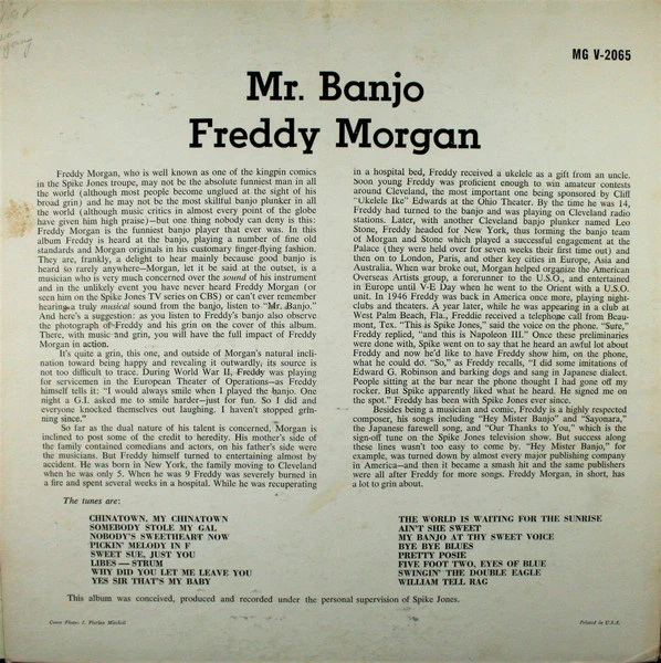 Freddy Morgan - Mr. Banjo (LP, Album, Blu) (Very Good Plus (VG+)) - Image 2