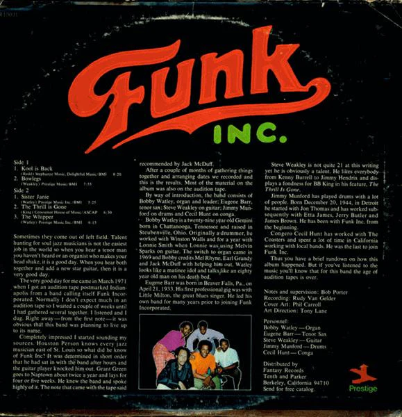 Funk Inc. - Funk Inc. (LP, Album) (Very Good Plus (VG+)) - Image 2