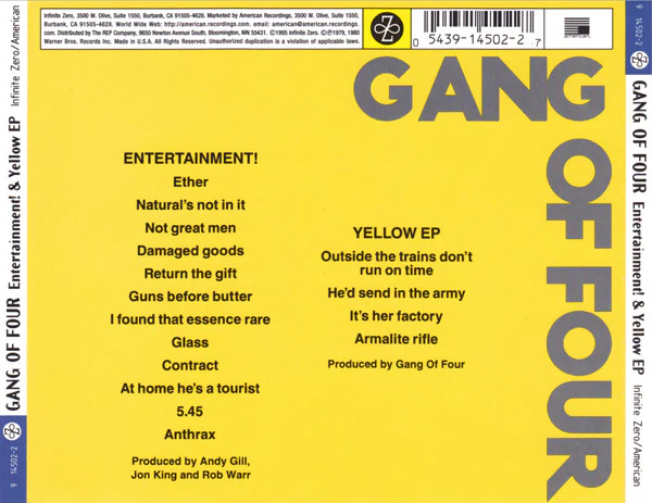 Gang Of Four - Entertainment! & Yellow EP (CD, Comp, RM) (Very Good (VG)) - Image 2