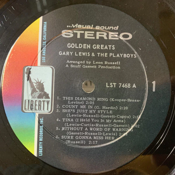 Gary Lewis & The Playboys - Golden Greats (LP, Comp, Roc) (Very Good (VG)) - Image 3