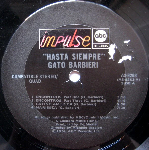 Gato Barbieri - Chapter Two: Hasta Siempre (LP, Album, Quad, Gat) (Very Good Plus (VG+)) - Image 5