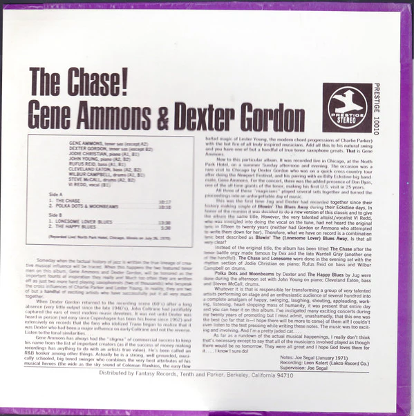 Gene Ammons & Dexter Gordon - The Chase! (LP, Album, RE) (Very Good (VG)) - Image 2