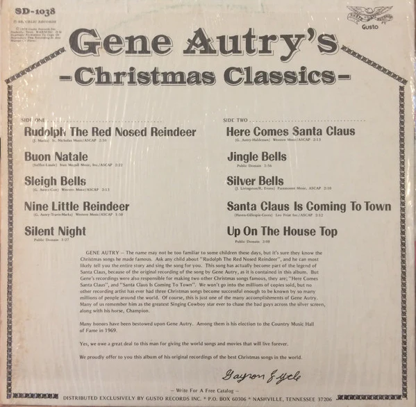 Gene Autry - Gene Autry's Christmas Classics (LP, Album, Comp) (Very Good Plus (VG+)) - Image 2