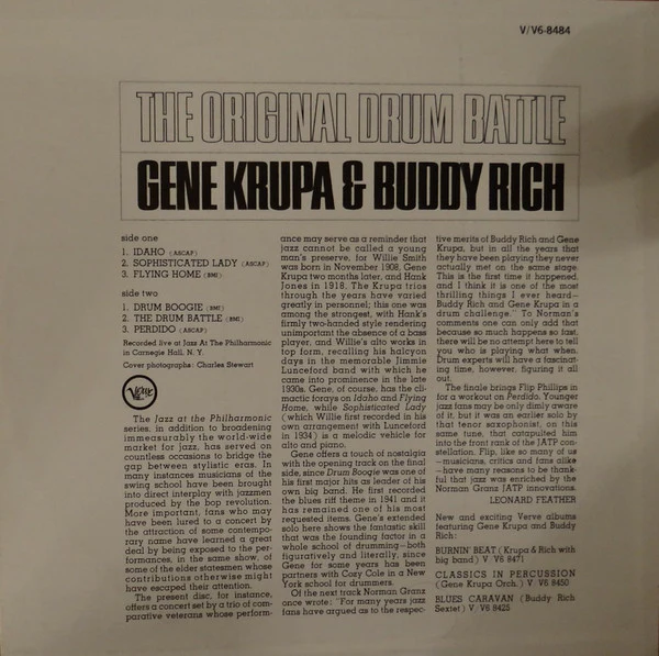 Gene Krupa & Buddy Rich - The Original Drum Battle! (LP, Album, RE) (Good Plus (G+)) - Image 2