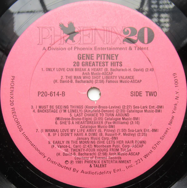 Gene Pitney - 20 Greatest Hits (LP, Comp) (Mint (M)) - Image 5