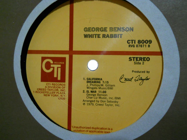 George Benson - White Rabbit (LP, Album, RE, ) (Very Good Plus (VG+)) - Image 4
