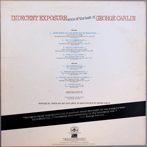 George Carlin - Indecent Exposure: Some Of The Best Of George Carlin (LP, Comp, Pre) (Very Good Plus (VG+)) - Image 2