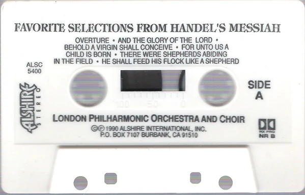 George Frederick Handel*, The London Philharmonic Orchestra*, Walter Susskind, The London Philharmonic Choir*, Frederick Jackson - Favorite Selections From Handel's Messiah (Cass, Comp) (Very Good Plus (VG+)) - Image 4