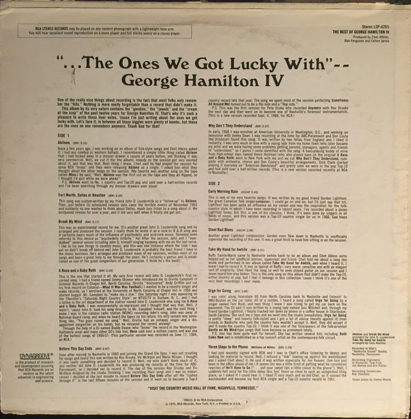 George Hamilton IV - The Best Of George Hamilton IV (LP, Comp) (Near Mint (NM or M-)) - Image 2