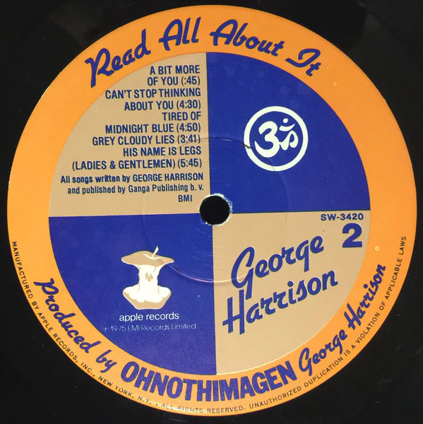 George Harrison - Extra Texture (Read All About It) (LP, Album, Win) (Near Mint (NM or M-)) - Image 4