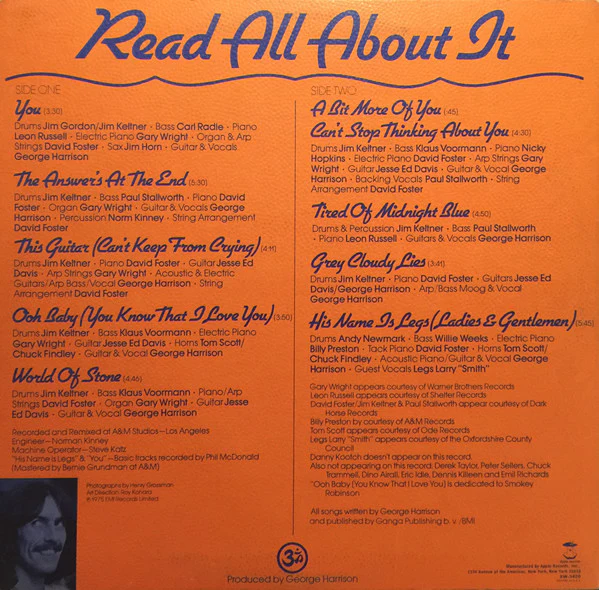 George Harrison - Extra Texture (Read All About It) (LP, Album, Win) (Very Good Plus (VG+)) - Image 2