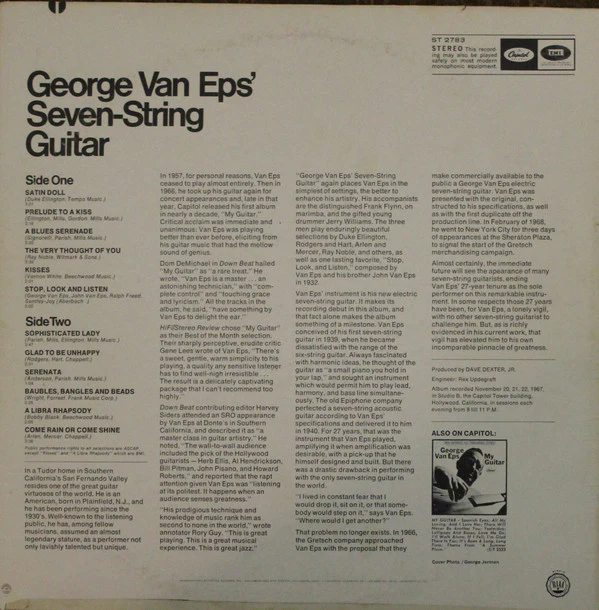 George Van Eps - George Van Eps' Seven-String Guitar (LP, Album) (Very Good Plus (VG+)) - Image 2