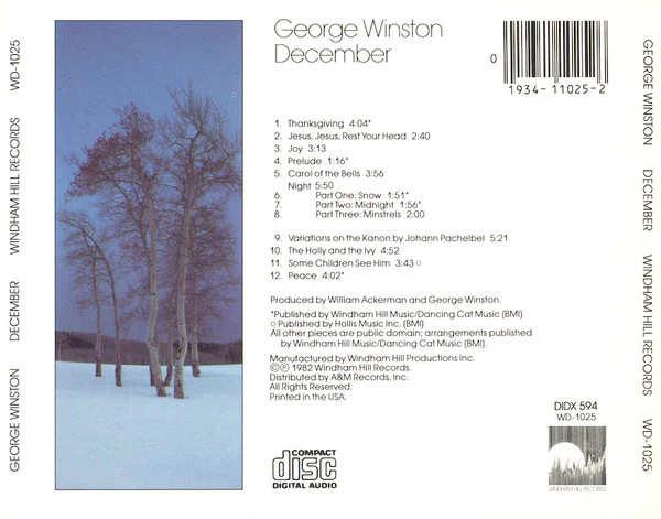 George Winston - December (CD, Album, RE) (Mint (M)) - Image 2