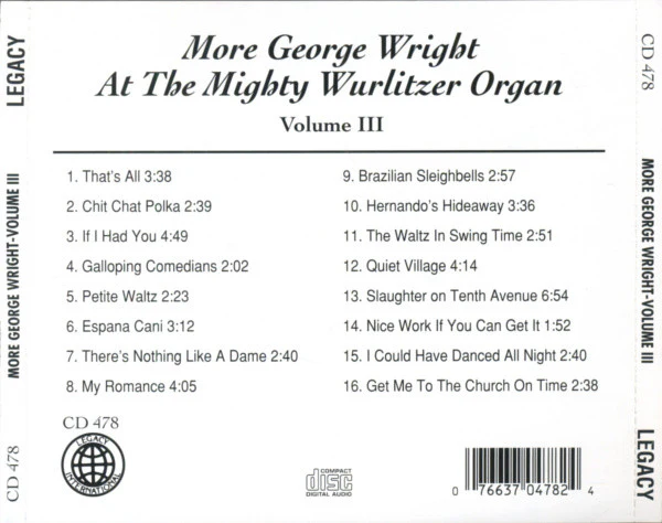 George Wright - More George Wright At The Mighty Wurlitzer Organ Volume III (CD, Comp) (Very Good Plus (VG+)) - Image 3