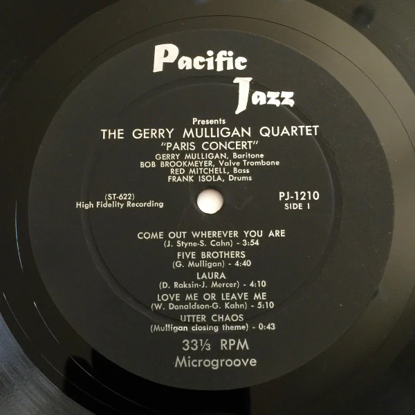 Gerry Mulligan Quartet - Paris Concert (LP, Album, Mono) (Very Good (VG)) - Image 3