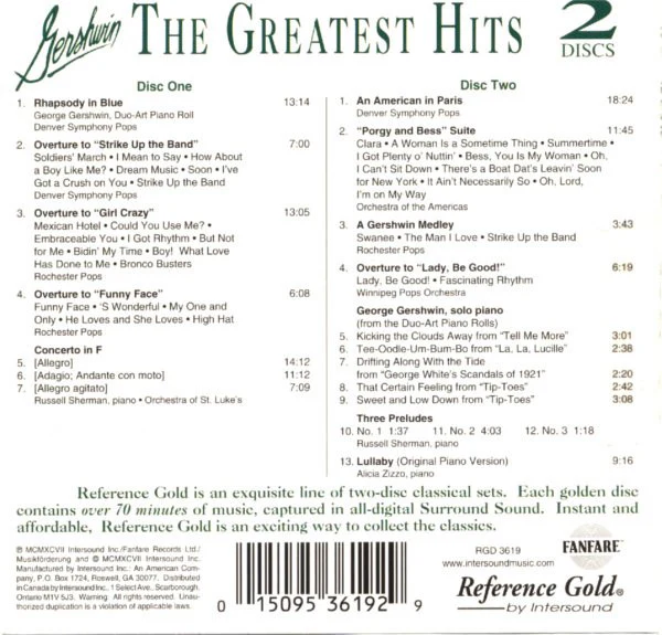 Gershwin* - The Greatest Hits (2xCD, Comp) (Near Mint (NM or M-)) - Image 2