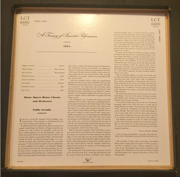 Giuseppe Verdi / Beniamino Gigli, Gino Bechi, Maria Caniglia, Ebe Stignani, Italo Tajo, Maria Huder, Tancredi Pasero, Adelio Zagonara, Tullio Serafin - Aida (4xLP) (Very Good Plus (VG+)) - Image 2