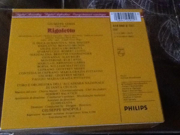 Giuseppe Verdi - Renato Bruson · Edita Gruberova · Neil Shicoff · Brigitte Fassbaender · Robert Lloyd · Coro dell'Accademia Nazionale di Santa Cecilia E Orchestra dell'Accademia Nazionale di Santa Cecilia, Giuseppe Sinopoli - Rigoletto (2xCD, Album + - Image 4
