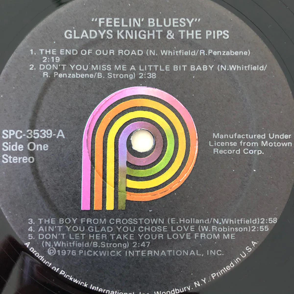 Gladys Knight And The Pips - Feelin' Bluesy (LP, Album, RE) (Very Good (VG)) - Image 3