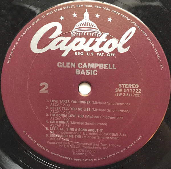 Glen Campbell - Basic (LP, Album, Club, CRC) (Very Good Plus (VG+)) - Image 4