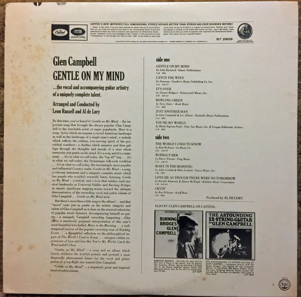 Glen Campbell - Gentle On My Mind (LP, Album) (Very Good (VG)) - Image 2