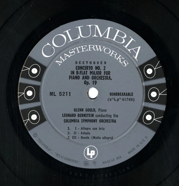 Glenn Gould, Leonard Bernstein Conducting The Columbia Symphony Orchestra - Ludwig van Beethoven / Johann Sebastian Bach - Concerto No. 2 In B-Flat Major For Piano And Orchestra, Op. 19 / Concerto No. 1 In D Minor For Piano And Orchestra (LP, Album, Mono, - Image 3