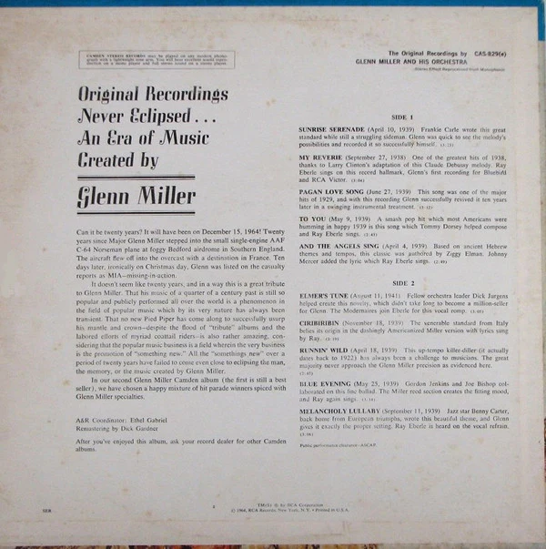 Glenn Miller And His Orchestra - The Original Recordings (LP, Comp, RE, RM, Ind) (Very Good Plus (VG+)) - Image 2