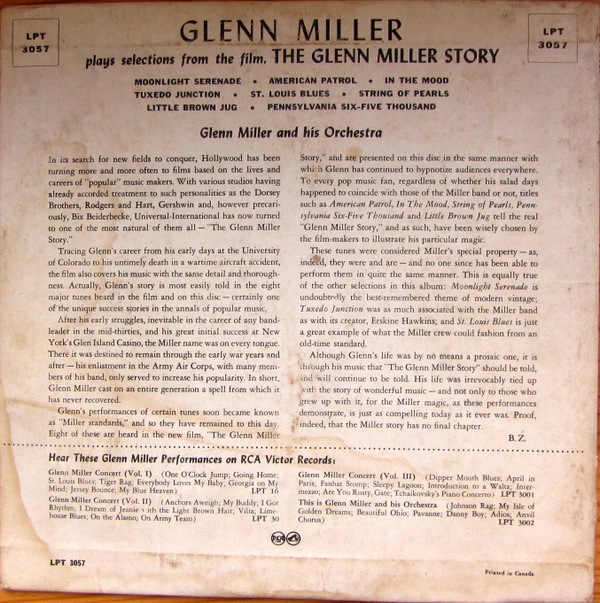 Glenn Miller - Glenn Miller Plays Selections From The Film "The Glenn Miller Story" (10", Comp) (Very Good Plus (VG+)) - Image 2