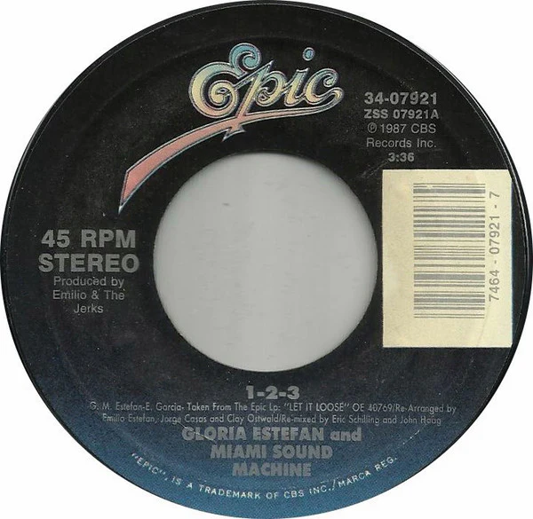Gloria Estefan And Miami Sound Machine* - 123 (7", Single, Styrene, Car) (Very Good Plus (VG+)) - Image 3