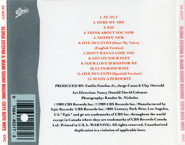 Gloria Estefan - Cuts Both Ways (CD, Album, Lon) (Very Good Plus (VG+)) - Image 2