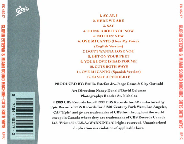Gloria Estefan - Cuts Both Ways (CD, Album) (Very Good Plus (VG+)) - Image 2