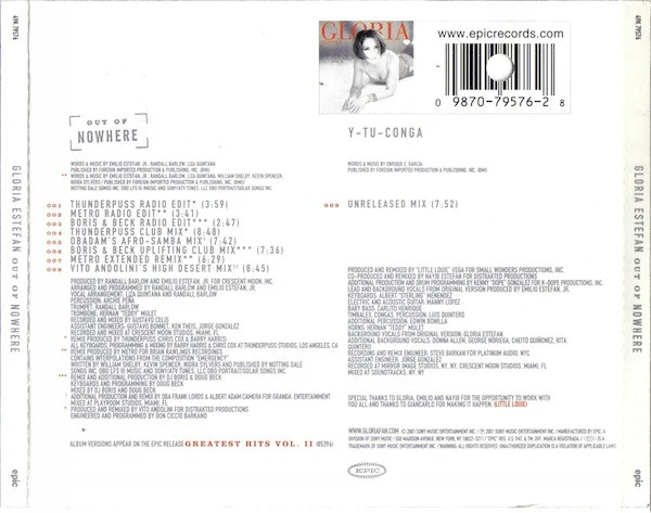 Gloria Estefan - Out Of Nowhere (CD, Maxi) (Near Mint (NM or M-)) - Image 2