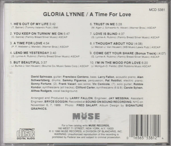 Gloria Lynne - A Time For Love (CD, Album) (Near Mint (NM or M-)) - Image 2
