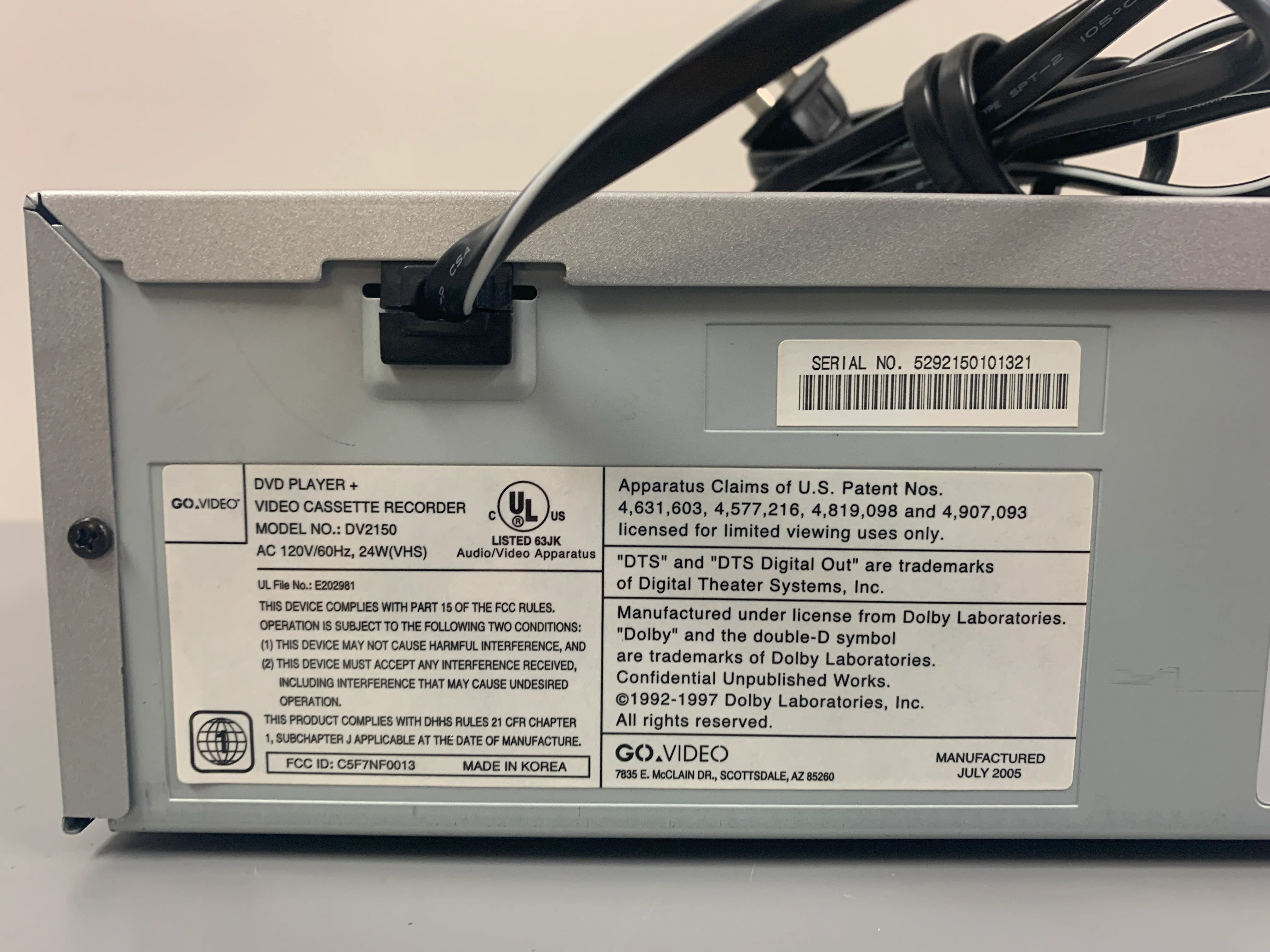 Go-Video DV2150 DVD/VCR Player - Image 5
