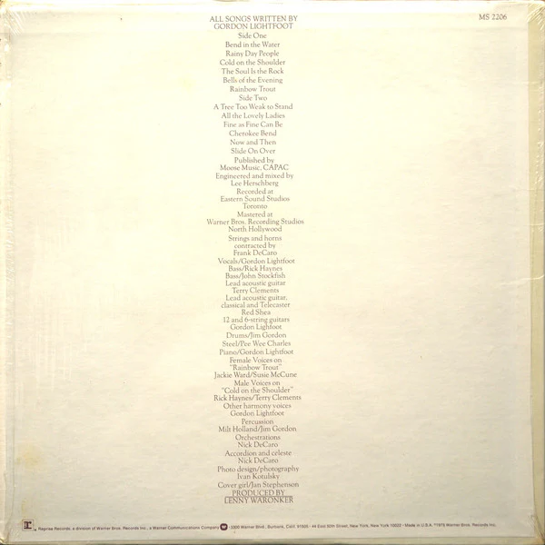 Gordon Lightfoot - Cold On The Shoulder (LP, Album, Pit) (Near Mint (NM or M-)) - Image 2