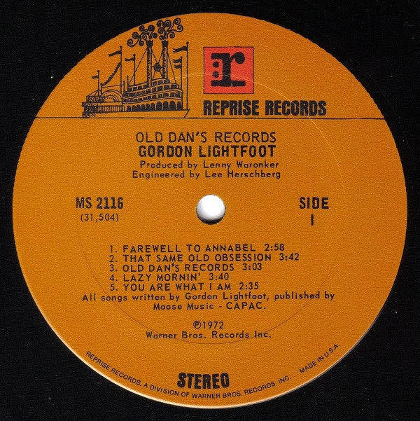 Gordon Lightfoot - Old Dan's Records (LP, Album, Ter) (Near Mint (NM or M-)) - Image 3