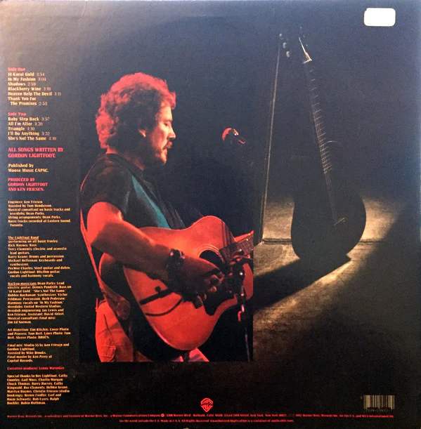 Gordon Lightfoot - Shadows (LP, Album, Los) (Very Good (VG)) - Image 2