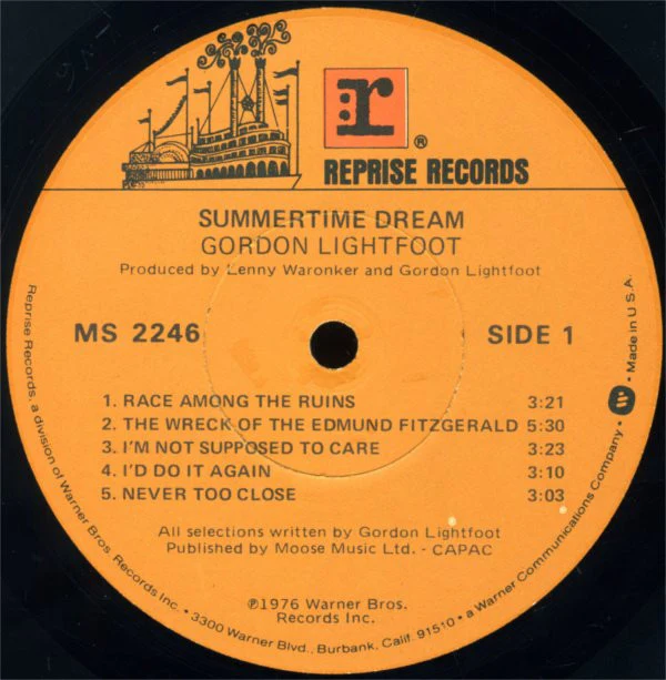 Gordon Lightfoot - Summertime Dream (LP, Album, Win) (Very Good Plus (VG+)) - Image 3