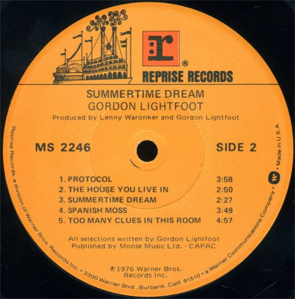 Gordon Lightfoot - Summertime Dream (LP, Album, Win) (Very Good Plus (VG+)) - Image 4