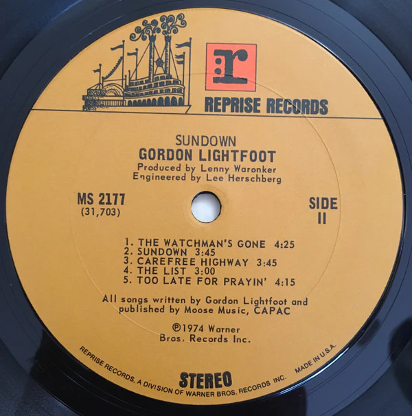 Gordon Lightfoot - Sundown (LP, Album, Pit) (Very Good Plus (VG+)) - Image 4