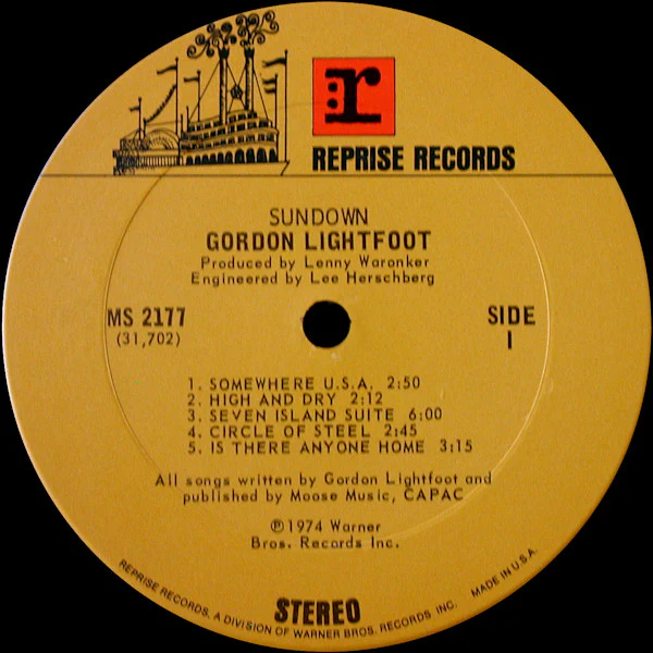 Gordon Lightfoot - Sundown (LP, Album, Ter) (Very Good Plus (VG+)) - Image 3