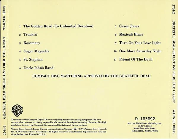 Grateful Dead* - Skeletons From The Closet (The Best Of Grateful Dead) (CD, Comp, Club, RE, RM) (Very Good Plus (VG+)) - Image 2