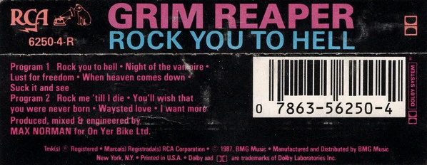 Grim Reaper - Rock You To Hell (Cass, Album) (Near Mint (NM or M-)) - Image 2