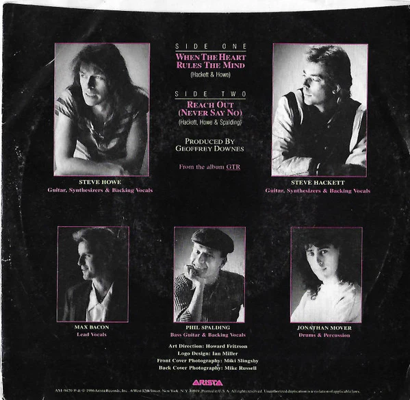 GTR - When The Heart Rules The Mind (7", Single, RP, Styrene, Ind) (Very Good Plus (VG+)) - Image 2