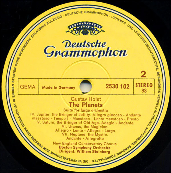 Gustav Holst - William Steinberg • Boston Symphony Orchestra - The Planets (LP, Album) (Very Good Plus (VG+)) - Image 3